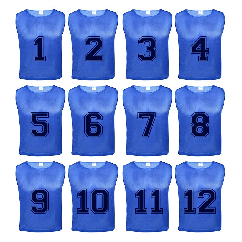 Athllete Boys Scrimmage Vest - Numbered Soccer Pinnies Youth 12 Pack, Medium - Image 1